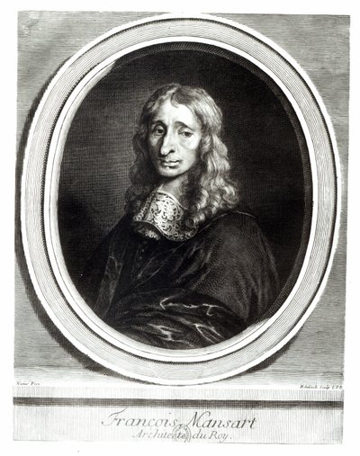 Portrait of Francois Mansart, engraved by Gerard Edelinck by Louis de Namur